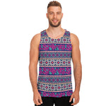 Native Tribal Ethnic Rose Pattern Print Men's Tank Top