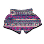 Native Tribal Ethnic Rose Pattern Print Muay Thai Boxing Shorts