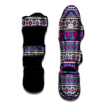 Native Tribal Ethnic Rose Pattern Print Muay Thai Shin Guard