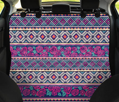 Native Tribal Ethnic Rose Pattern Print Pet Car Back Seat Cover