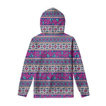 Native Tribal Ethnic Rose Pattern Print Pullover Hoodie