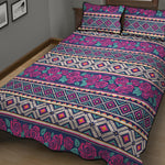 Native Tribal Ethnic Rose Pattern Print Quilt Bed Set