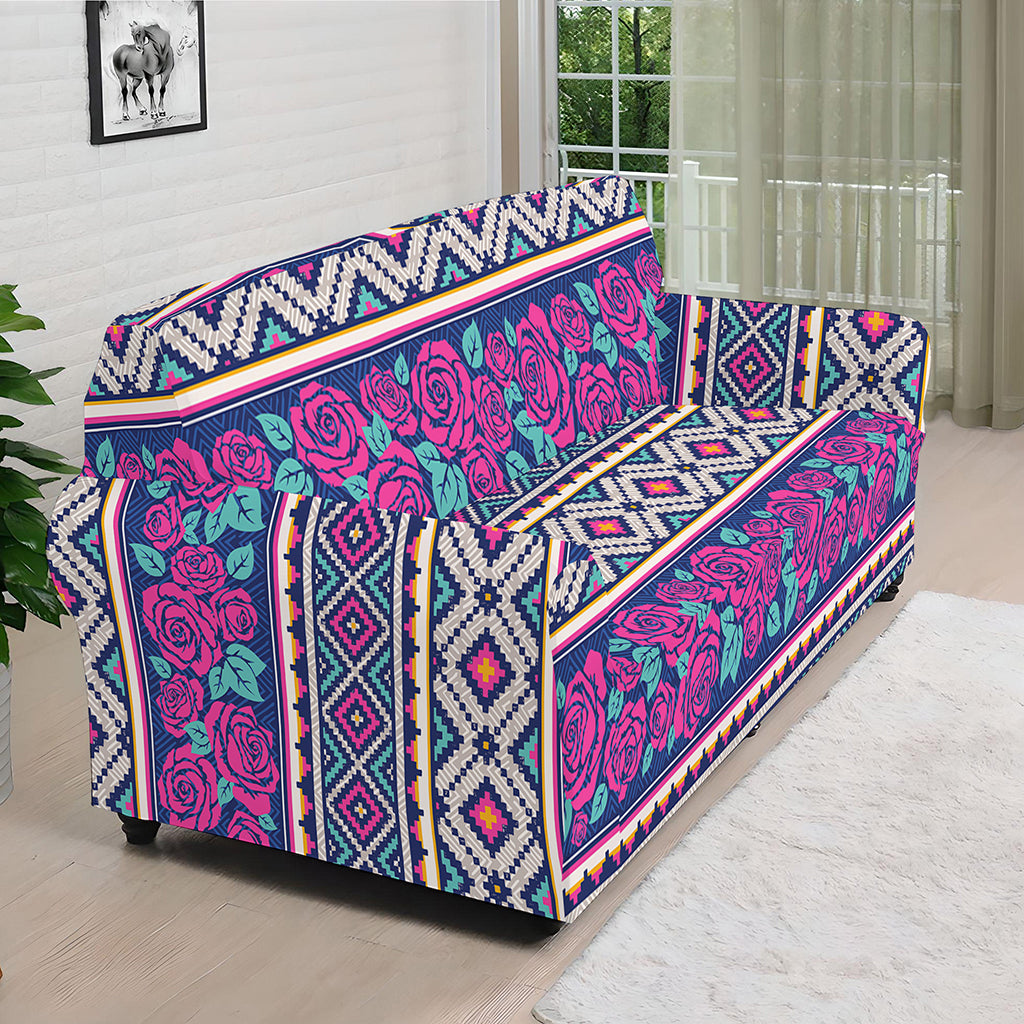 Native Tribal Ethnic Rose Pattern Print Sofa Cover