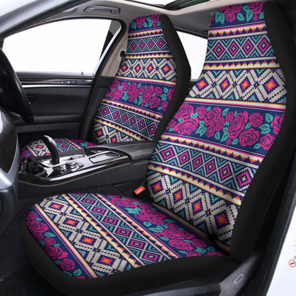 Native Tribal Ethnic Rose Pattern Print Universal Fit Car Seat Covers