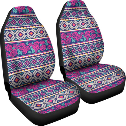 Native Tribal Ethnic Rose Pattern Print Universal Fit Car Seat Covers