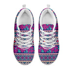Native Tribal Ethnic Rose Pattern Print White Sneakers