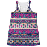 Native Tribal Ethnic Rose Pattern Print Women's Racerback Tank Top