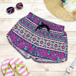 Native Tribal Ethnic Rose Pattern Print Women's Shorts