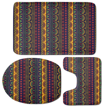 Native Tribal Indian Pattern Print 3 Piece Bath Mat Set