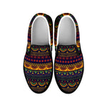 Native Tribal Indian Pattern Print Black Slip On Shoes