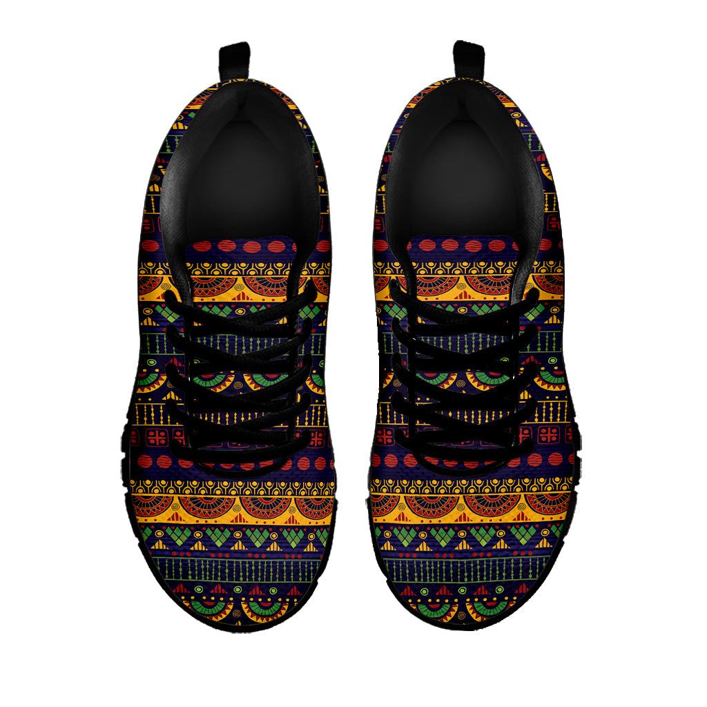 Native Tribal Indian Pattern Print Black Sneakers