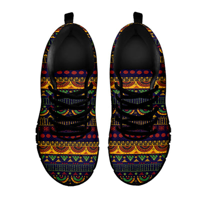 Native Tribal Indian Pattern Print Black Sneakers