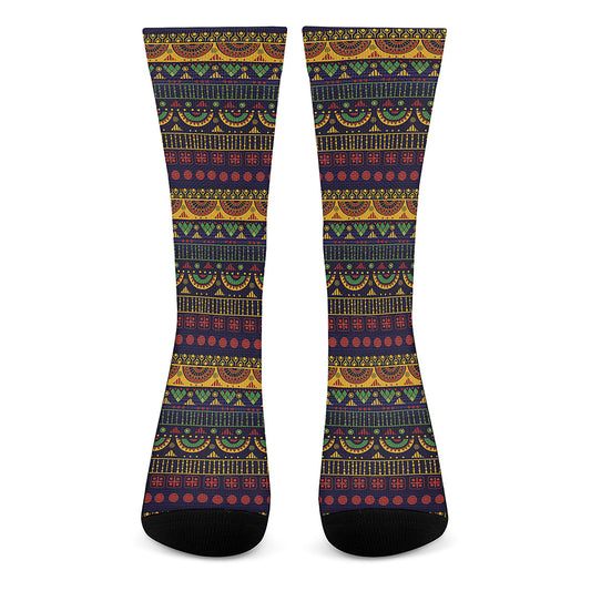 Native Tribal Indian Pattern Print Crew Socks