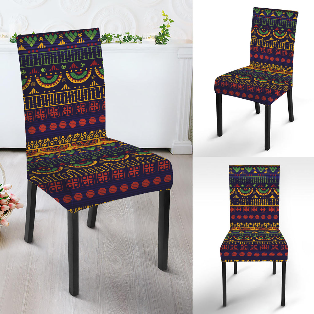 Native Tribal Indian Pattern Print Dining Chair Slipcover
