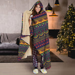 Native Tribal Indian Pattern Print Hooded Blanket