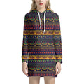 Native Tribal Indian Pattern Print Pullover Hoodie Dress