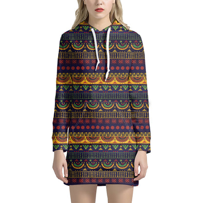 Native Tribal Indian Pattern Print Hoodie Dress