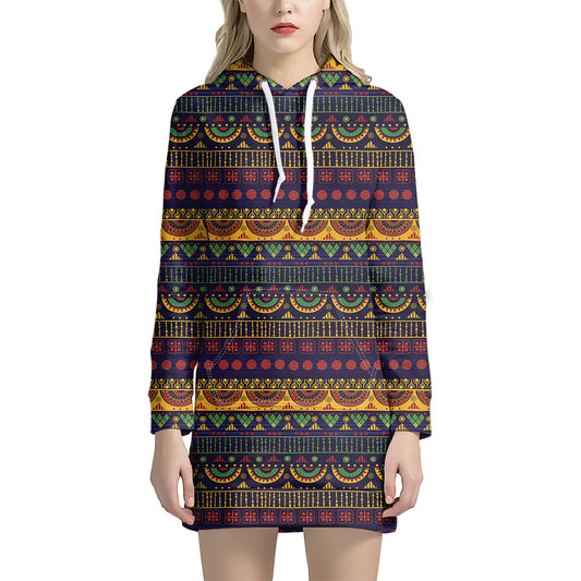 Native Tribal Indian Pattern Print Hoodie Dress