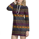 Native Tribal Indian Pattern Print Hoodie Dress