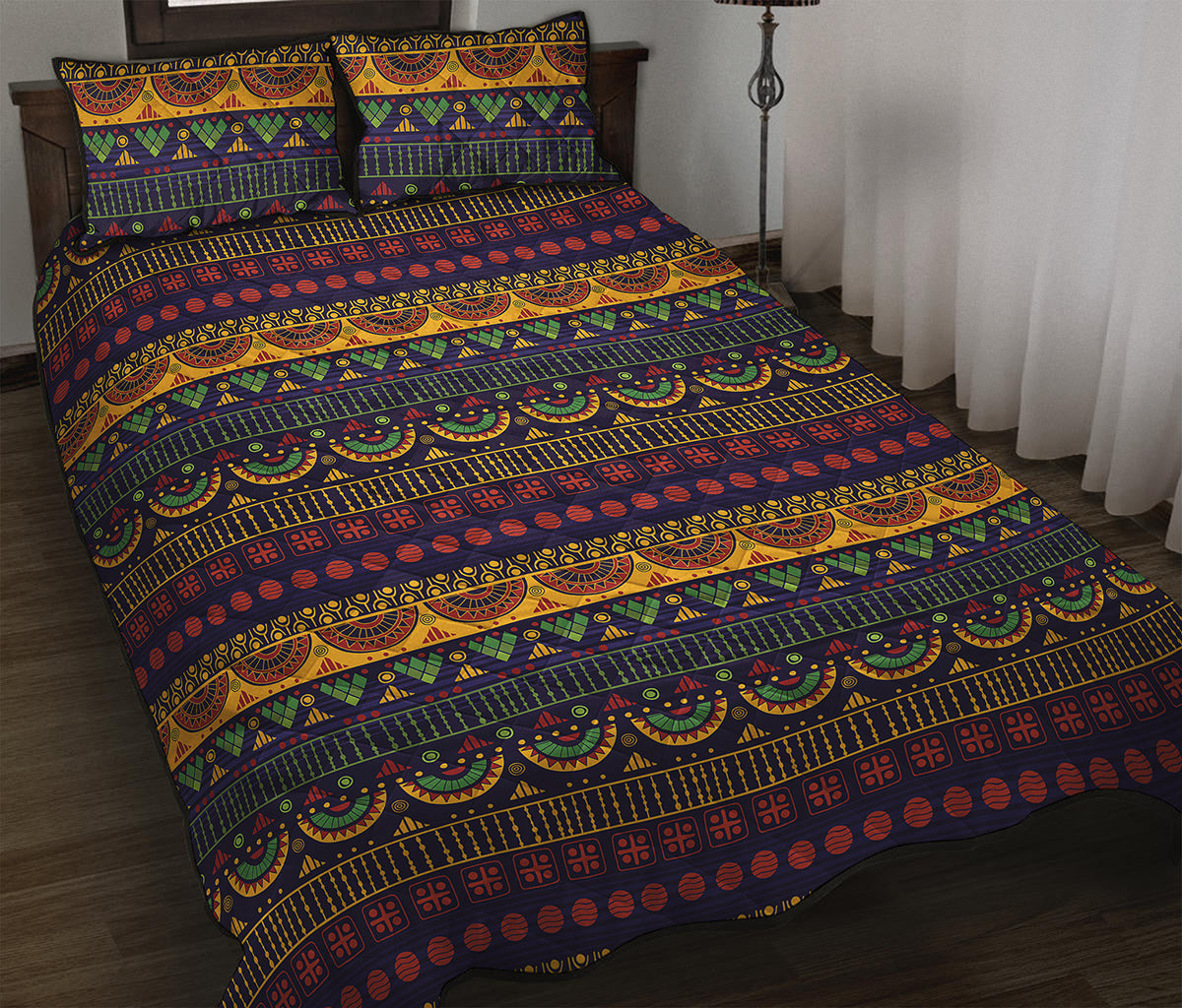 Native Tribal Indian Pattern Print Quilt Bed Set