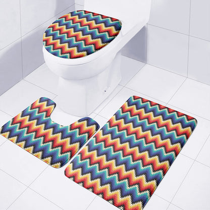 Native Tribal Inspired Pattern Print 3 Piece Bath Mat Set