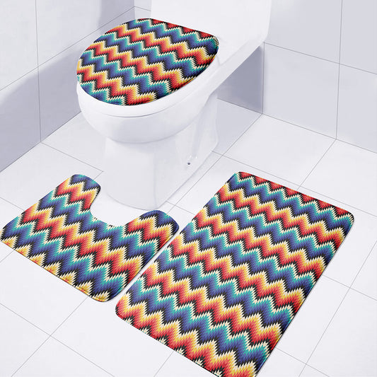 Native Tribal Inspired Pattern Print 3 Piece Bath Mat Set