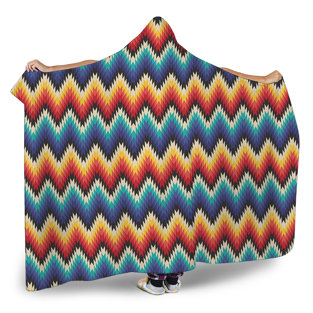Native Tribal Inspired Pattern Print Hooded Blanket