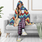 Native Tribal Inspired Pattern Print Hooded Blanket
