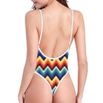 Native Tribal Inspired Pattern Print One Piece High Cut Swimsuit