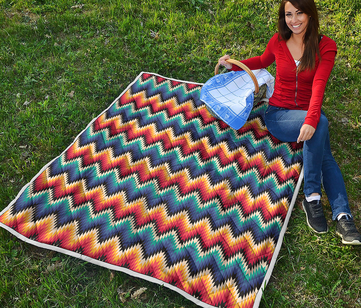 Native Tribal Inspired Pattern Print Quilt