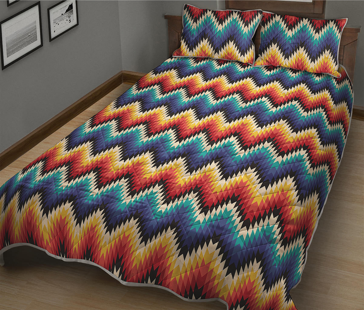 Native Tribal Inspired Pattern Print Quilt Bed Set