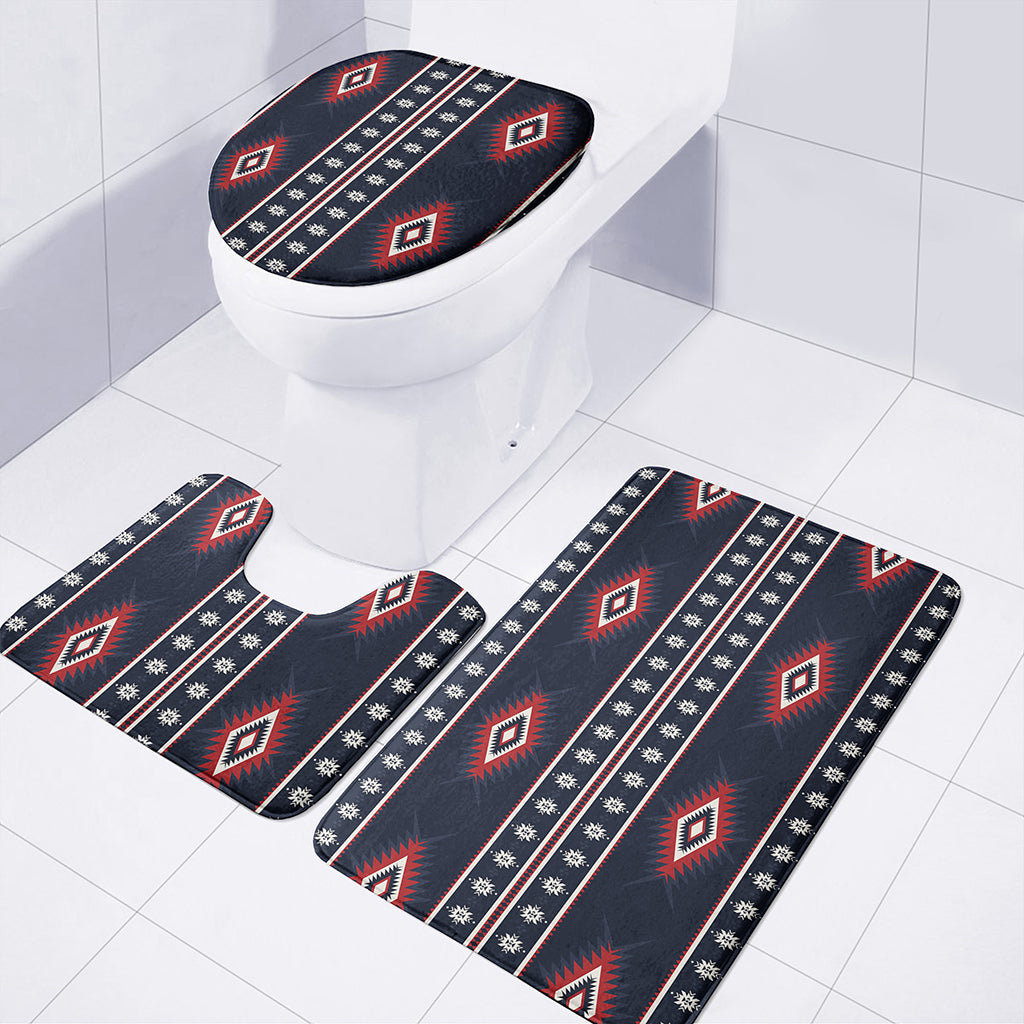 Native Tribal Navajo Pattern Print 3 Piece Bath Mat Set