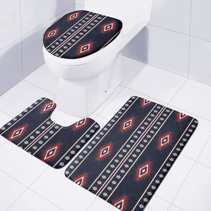 Native Tribal Navajo Pattern Print 3 Piece Bath Mat Set