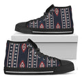 Native Tribal Navajo Pattern Print Black High Top Sneakers