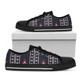 Native Tribal Navajo Pattern Print Black Low Top Sneakers