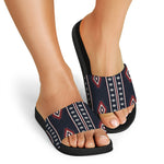 Native Tribal Navajo Pattern Print Black Slide Sandals