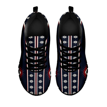 Native Tribal Navajo Pattern Print Black Sneakers
