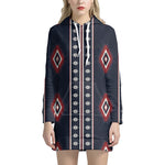 Native Tribal Navajo Pattern Print Hoodie Dress