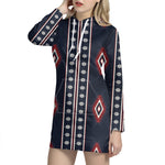 Native Tribal Navajo Pattern Print Hoodie Dress