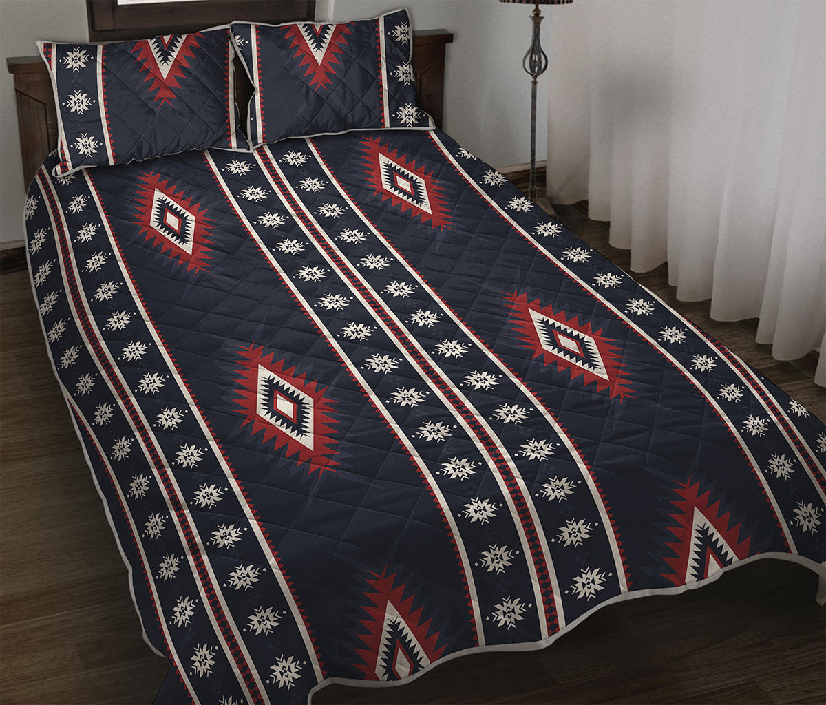 Native Tribal Navajo Pattern Print Quilt Bed Set