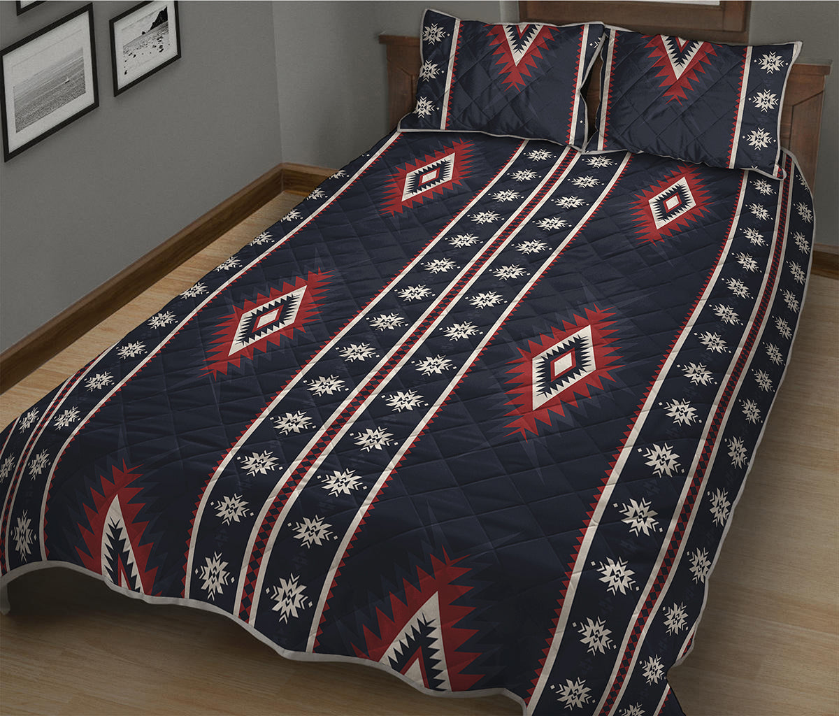 Native Tribal Navajo Pattern Print Quilt Bed Set