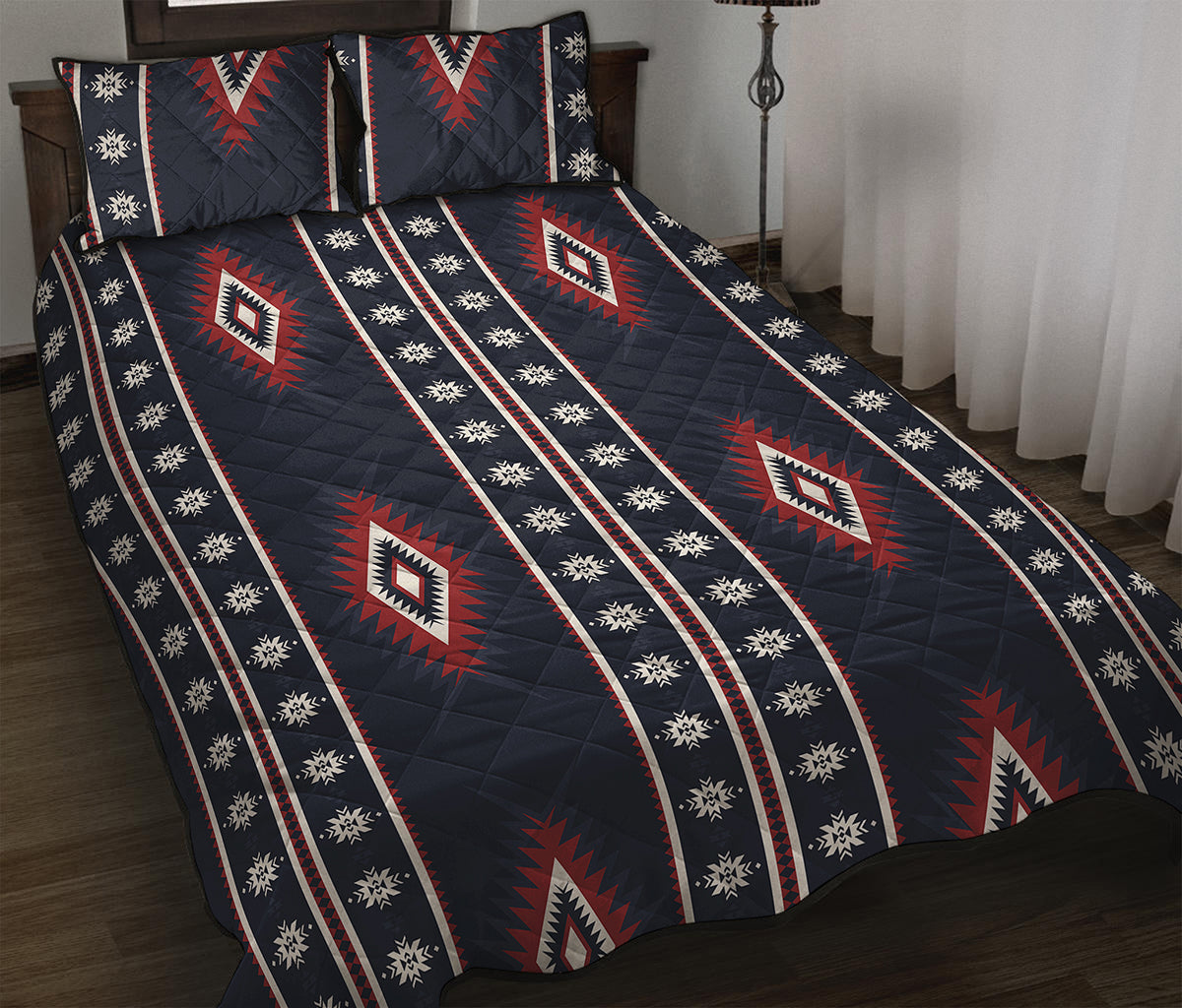 Native Tribal Navajo Pattern Print Quilt Bed Set