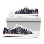 Native Tribal Navajo Pattern Print White Low Top Shoes
