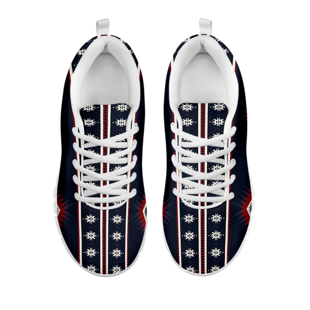 Native Tribal Navajo Pattern Print White Sneakers