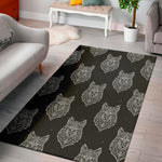 Native Tribal Wolf Pattern Print Area Rug