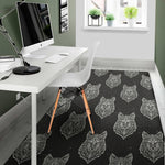 Native Tribal Wolf Pattern Print Area Rug