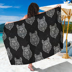 Native Tribal Wolf Pattern Print Beach Sarong Wrap