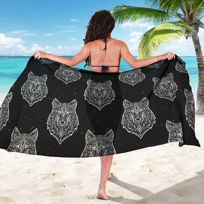 Native Tribal Wolf Pattern Print Beach Sarong Wrap
