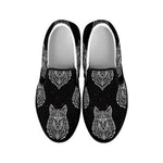 Native Tribal Wolf Pattern Print Black Slip On Shoes