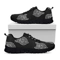 Native Tribal Wolf Pattern Print Black Running Shoes